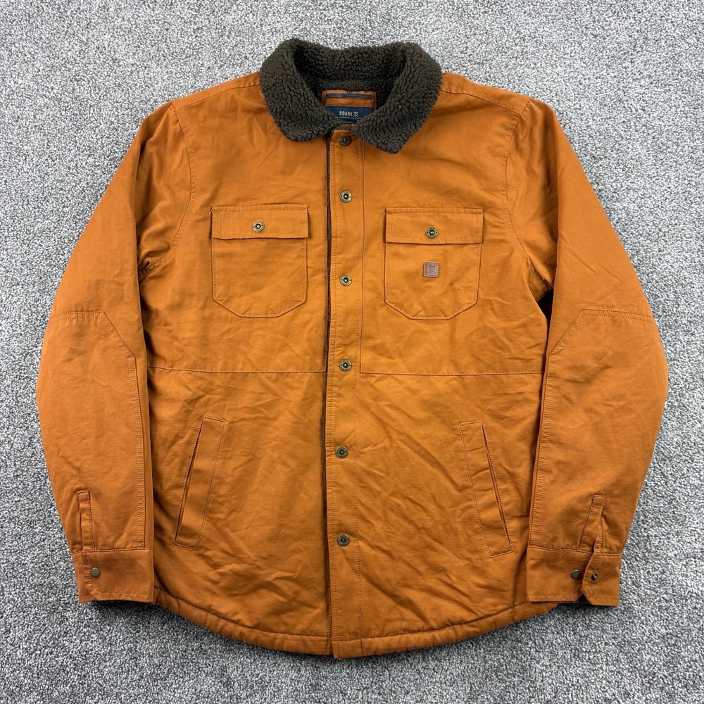 Roark Hebrides Jacket Mens Medium Orange Sherpa Lined Trucker Work Coat RJ281
